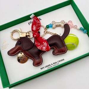 Piper K Dachshund Doxie Bag Charm Key Chain Dog Bandana Tennis Ball Bling Cute